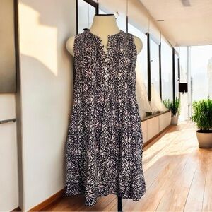 Floral Sleeveless Dress - Black and White